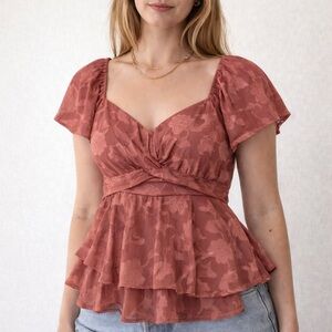 Elegant Rust Floral Women's Top